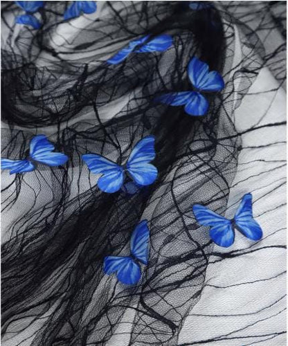 Butterfly Embroidered Sequin Tulle Mesh Fabric - 62" Wide