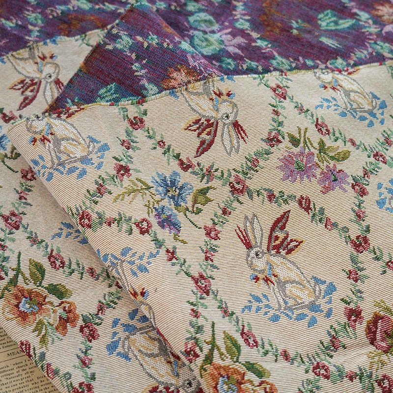 Rabbit Zoo Jacquard Fabric: Autumn Winter Upholstery, Sewing Material (59"W By 1 Meter)