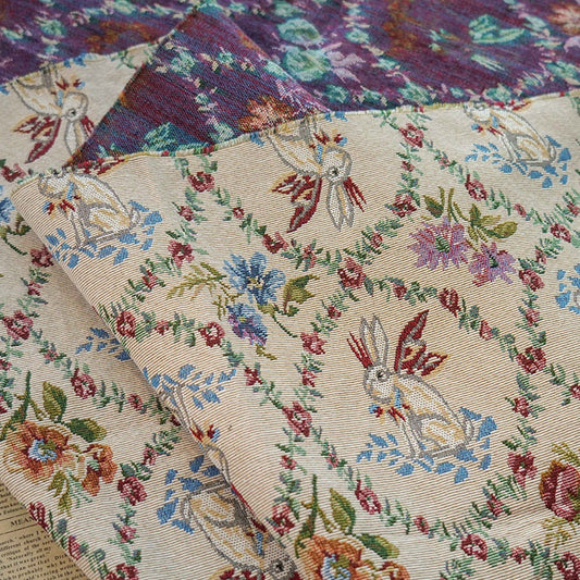 Tissu jacquard Rabbit Zoo : ameublement automne-hiver, matériel de couture (150 cm de large x 1 m)
