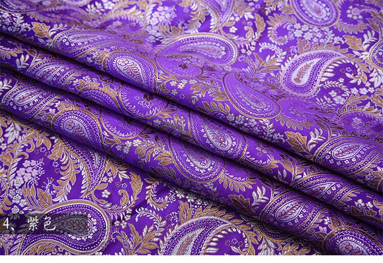 Tissu brocart à motifs cachemire : Rayonne - 45 cm