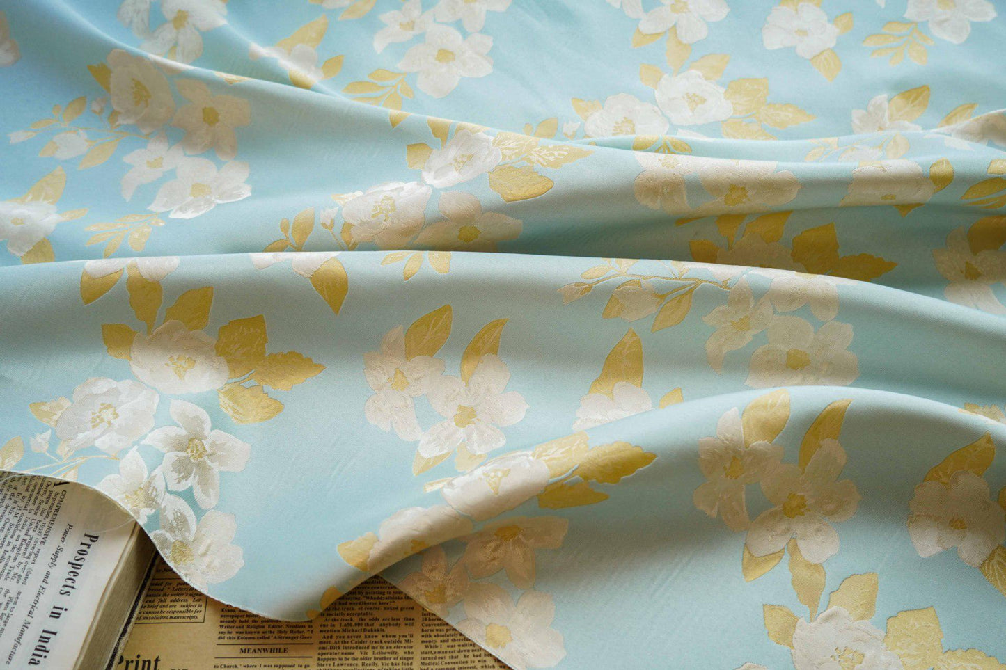 Floral Jacquard Fabric: Retro Palace Damask, 65" Wide, By The Meter