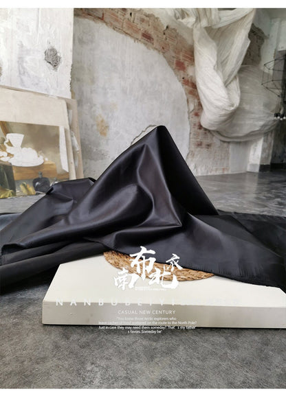 Black Wedding Satin Fabric: Stiff Silhouette, DIY Thickened Material (59"W)