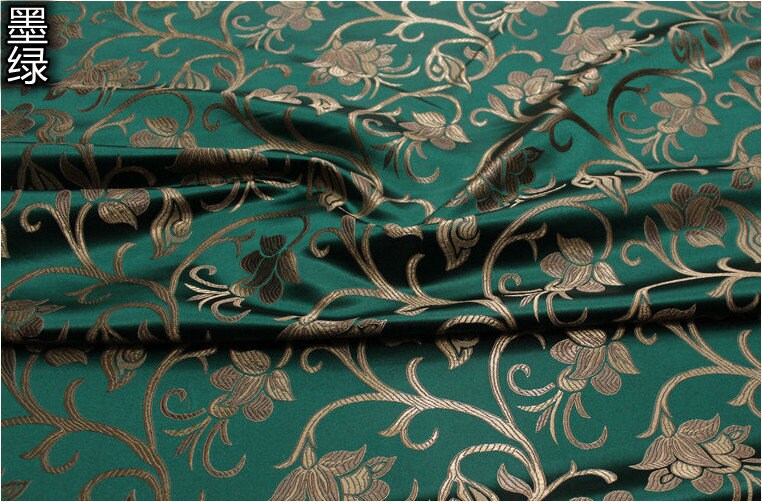 Brocart de soie à motif floral bleu, largeur 75 cm (29,5 po) - Vendu au mètre