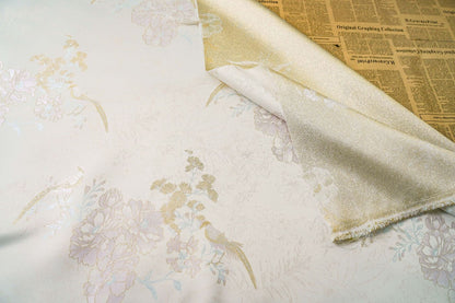 Gold Thread Floral Jacquard Fabric: 62" Wide Rayon Blend - Poppylollipop