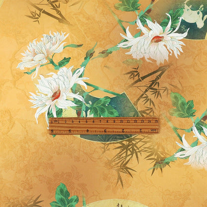 Ancient Pattern Tea Silk Fabric: Rich Texture Satin, 59"W