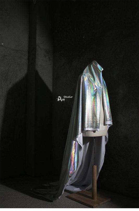 Holographic TPU Fabric: Elastic Symphony, Designer Clothing Material, 59" Wide