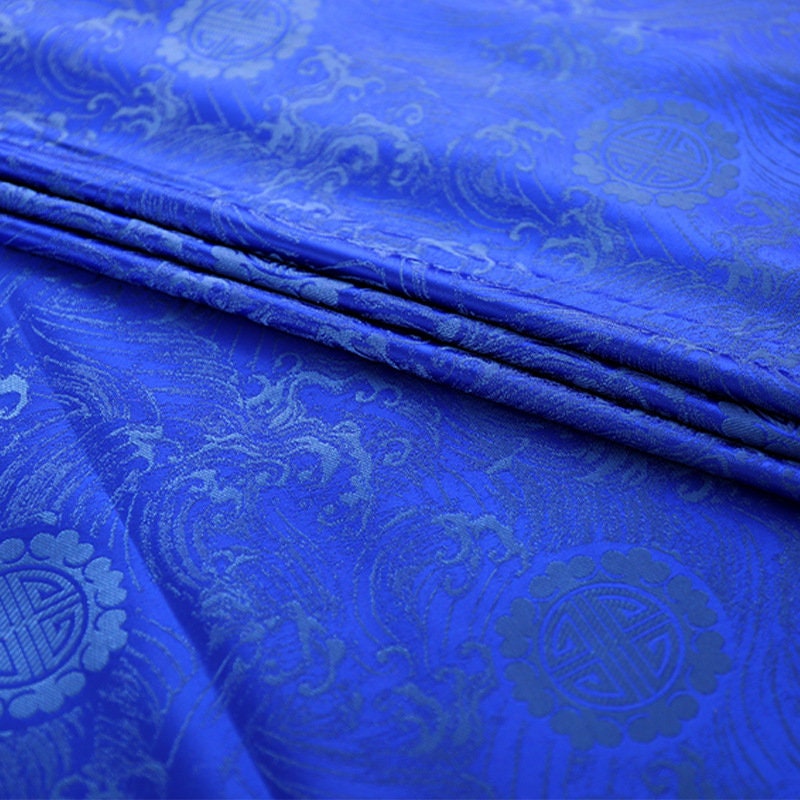 Blue & Gold Brocade Fabric: Chinese Cheongsam Costume Material