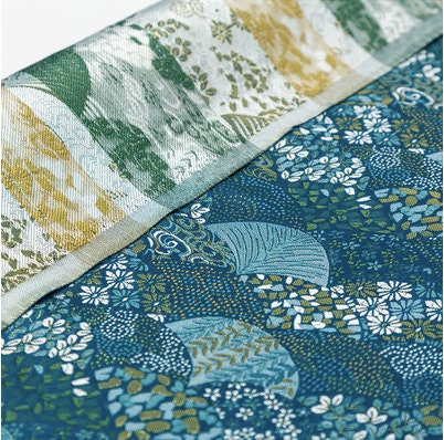 Tissu des éventails japonais Nishijin : Brocart jacquard de soie et rayonne