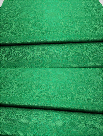 Gold Jacquard Fabric: Tortoise Bone Pattern, Silk Rayon Blend