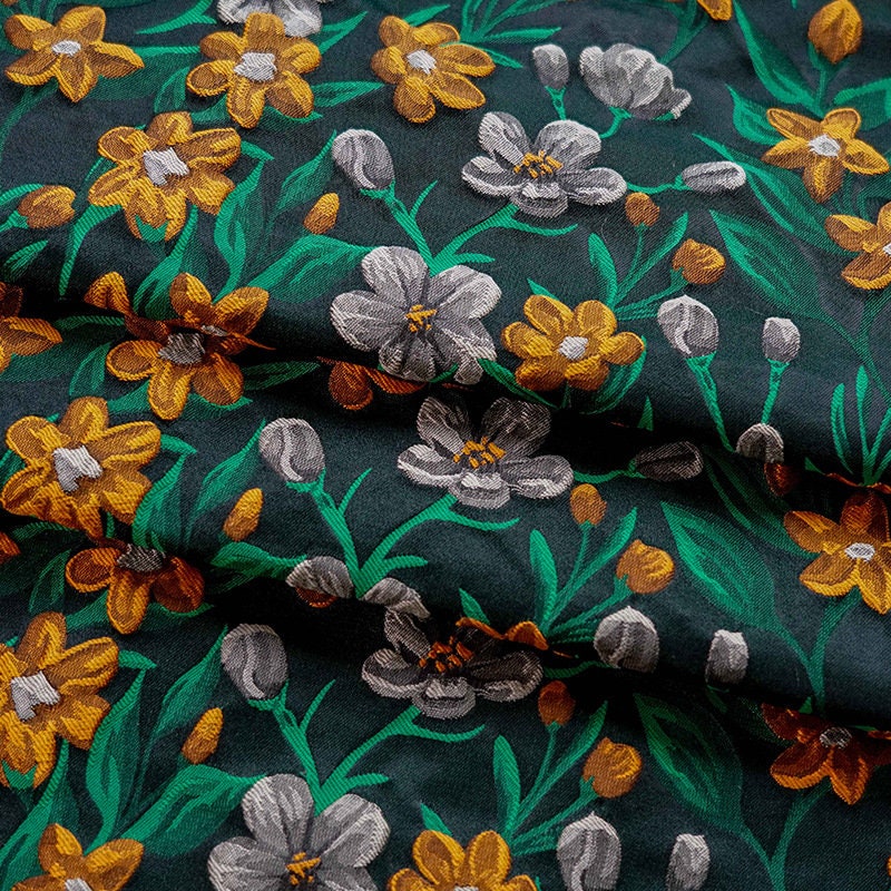 3D Floral Fabric: Yarn-Dyed Rayon Blend, 65" Wide