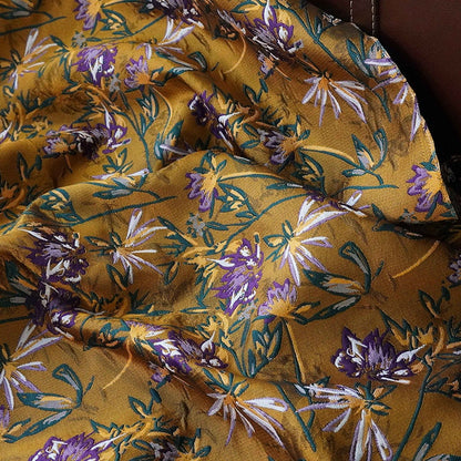 Caramel Floral Embossed Jacquard Fabric: 57" Wide Polyester