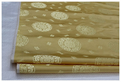 Chinese Fu Brocade Fabric: Floral Jacquard Satin (29.5"W)