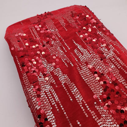 Colorful Sequin Lace Fabric: 49"W Gradient Beaded Mesh, DIY Sewing