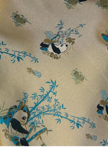 Tissu brocart jacquard bambou Panda : mélange de rayonne de 150 cm de large