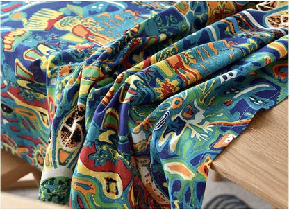 Nappe à imprimé floral bohème : tissu en mélange de coton et de lin (147 cm de large)