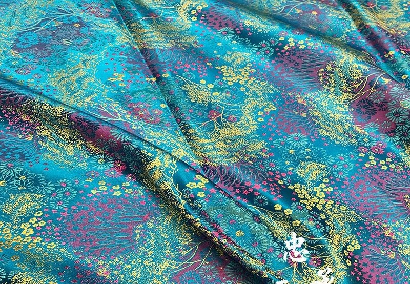 Galaxy Silk Brocade Fabric: 35" Wide Chinese Sewing Material - Poppylollipop