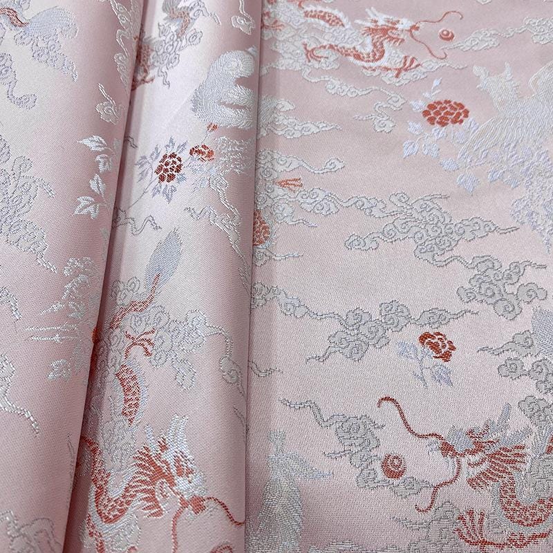 Dragon Phoenix Jacquard Fabric: 59"W Rayon Cheongsam Material