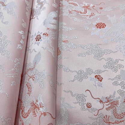 Dragon Phoenix Jacquard Fabric: 59"W Rayon Cheongsam Material