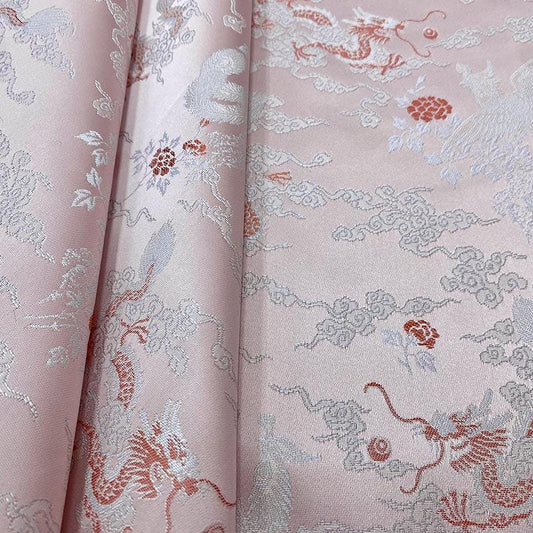 Tissu jacquard Dragon Phoenix : 150 cm de large, en rayonne, pour cheongsam.