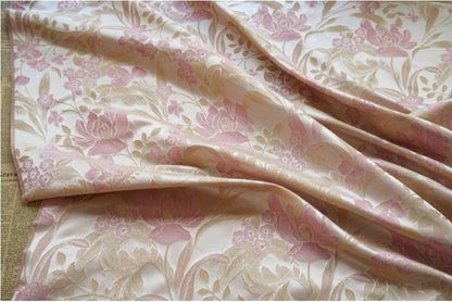 Lotus Brocade Satin Fabric: 60" Wide Chinese Style Sewing Material