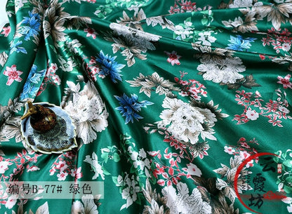 Printed Floral Satin Fabric: Soft Polyester, 59" Wide, Sewing Material