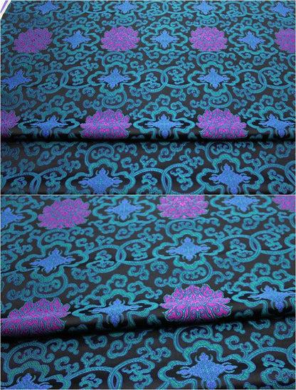 Floral Medallion Brocade Fabric: Silk Rayon Blend, 29.5" Wide
