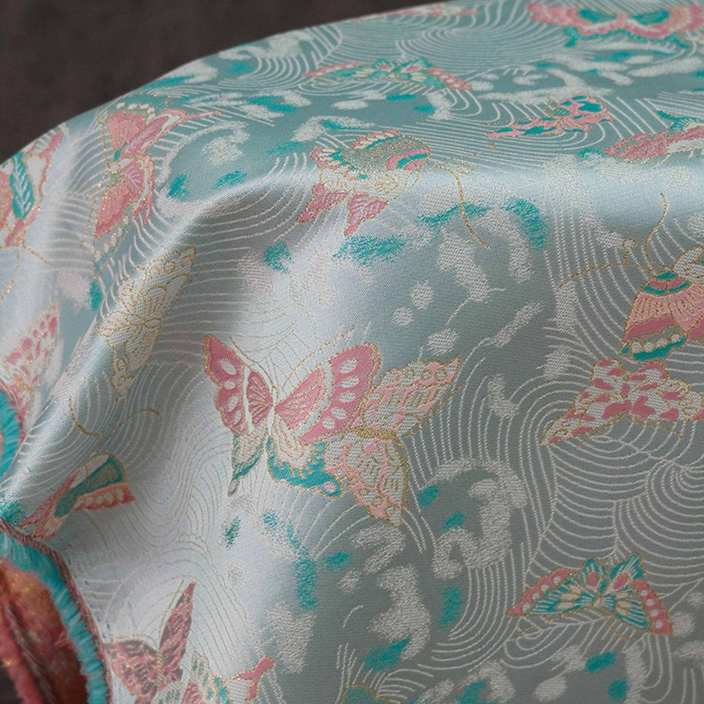 Butterfly Jacquard Fabric: Gold Thread Polyester Rayon Blend, 57"W