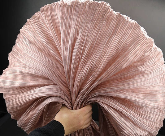Pleated Organza Fabric: Shiny Crinkled Texture, 55" Wide