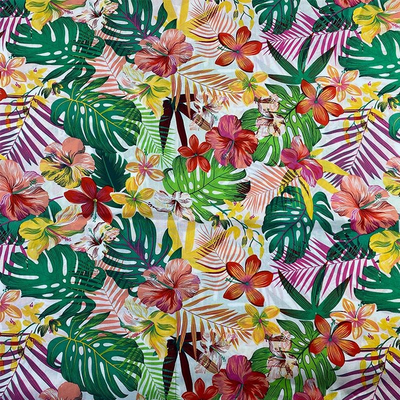 Tropical Floral Cotton Fabric: Sewing, Quilting, Upholstery (58"W)