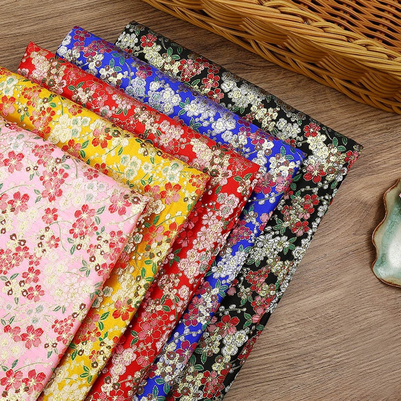 Floral Jacquard Brocade Fabric: Gold Thread Woven Damask, 59" Wide