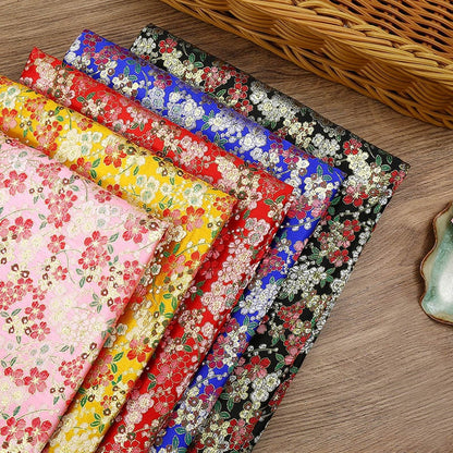 Floral Jacquard Brocade Fabric: Gold Thread Woven Damask, 59" Wide