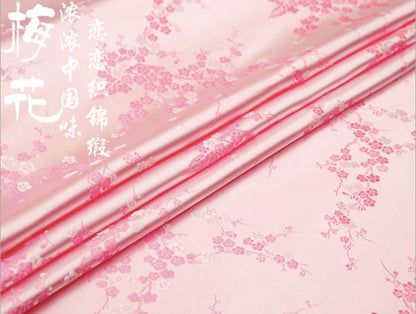 Plum Blossom Silk Brocade Fabric: Cheongsam Qipao Sewing Material, 45"W
