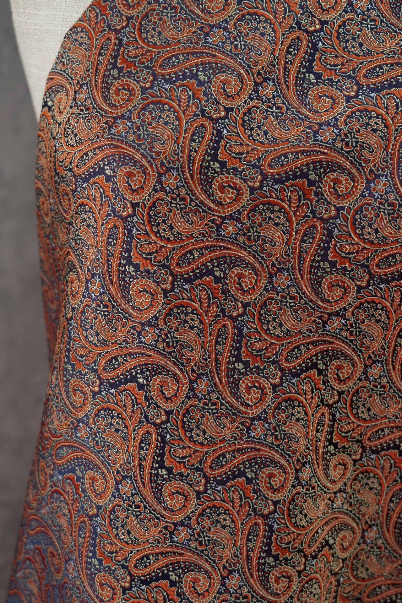 Tissu jacquard à motif cachemire ethnique pour chemises et robes vintage, largeur 65 pouces
