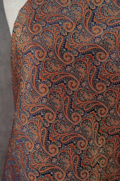 Tissu jacquard à motif cachemire ethnique pour chemises et robes vintage, largeur 65 pouces