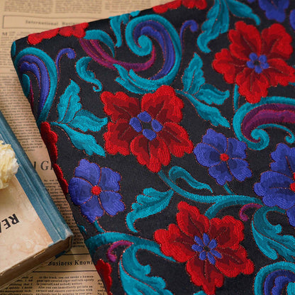 Floral Lurex Jacquard Fabric: 3D Flower Pattern, 62" Wide By 1 Meter