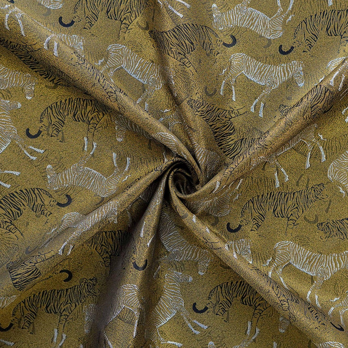 Tiger & Zebra Brocade Fabric ��� Vintage Chinese Jacqua" Wide