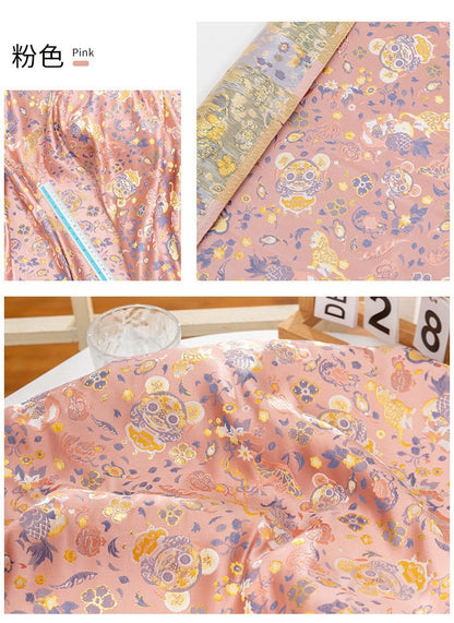 Pink & Gold Tiger Jacquard Brocade Fabric - 59" Wide
