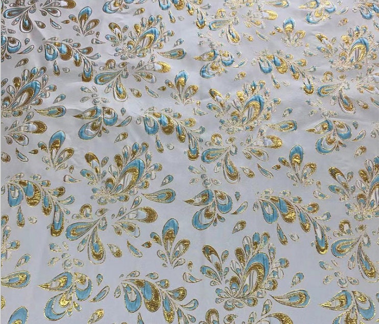 Metallic Damask Jacquard Satin Fabric: 3D Texture, 56" Wide