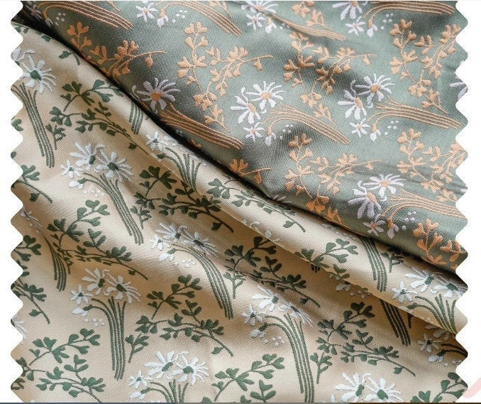 Floral Jacquard Fabric: Vintage Oil Painting Style, 55" Wide