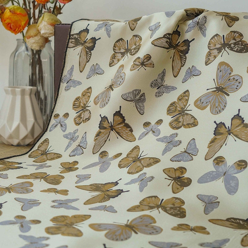 Butterfly Jacquard Fabric: Polyester Upholstery, Costume, Decor - 64" W