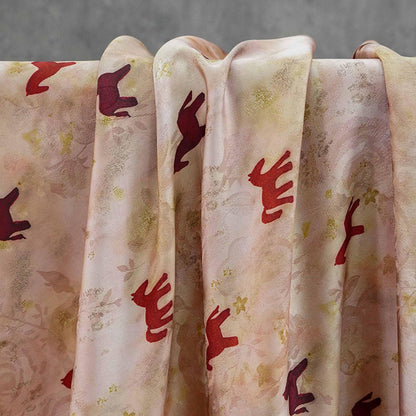 Horse Print Satin Fabric ��� Chinese Style Rose Dec"W