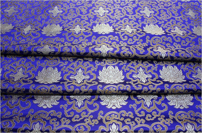 Blue Chinese Medallion Brocade Fabric: 35" Wide Rayon