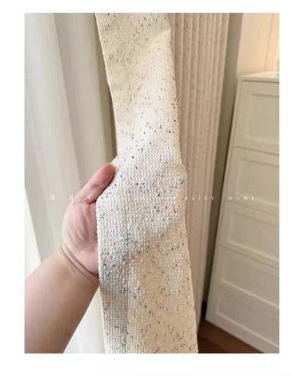 Cream Chenille Jacquard Curtain Fabric with Rainbow Dot Texture ��� Double-Sided Drapery Fabric, 114��� Height, Sold