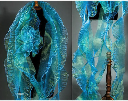 3D Ruffle Organza Fabric: Two-Toned Designer Gown Material