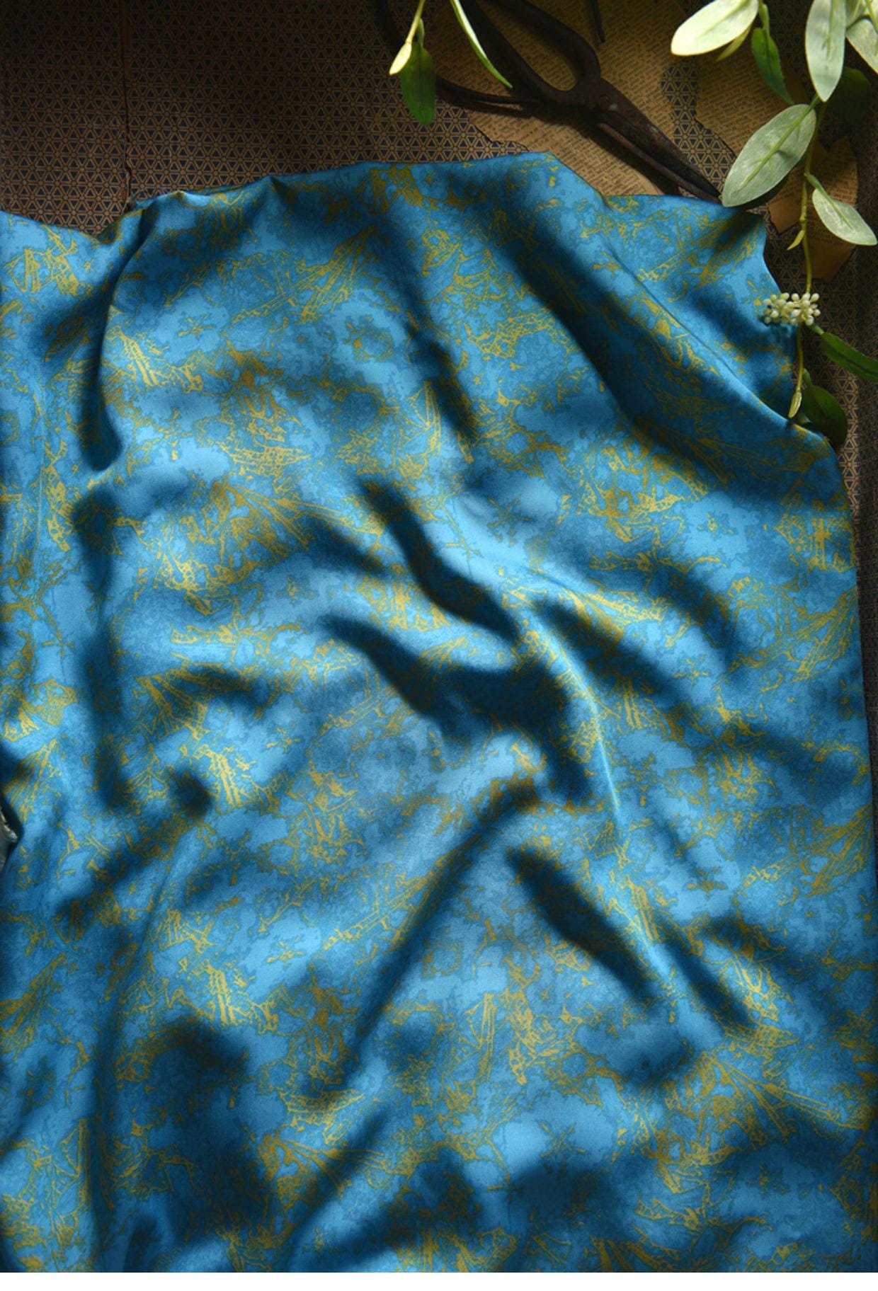 Azure Peacock Blue Cotton Sateen Fabric: 55" Wide, Drapery, Costume
