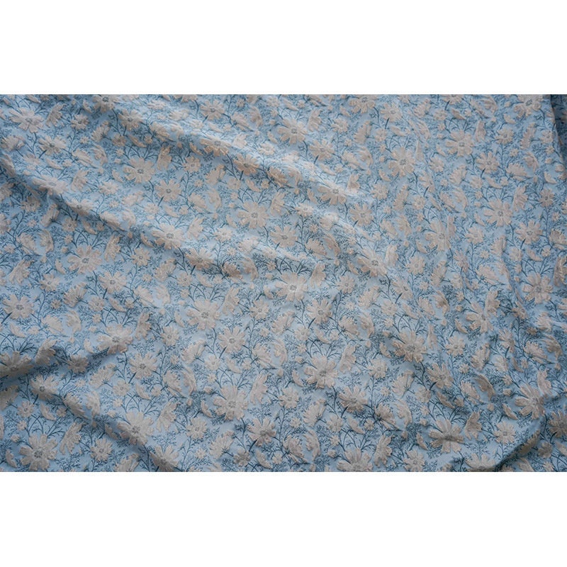 Floral Jacquard Woven Fabric: 3D Embossed Flower Pattern, 64"W