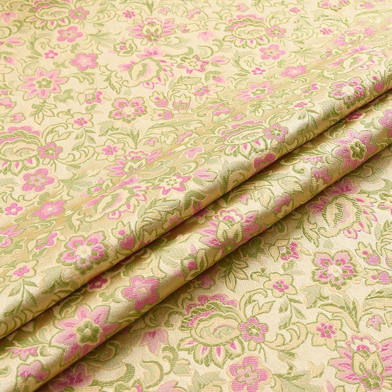 Floral Brocade Fabric: Silk Rayon Blend, Cheongsam Qipao Material (29.5" Wide)