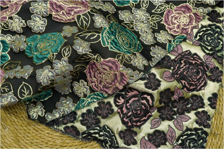Floral Jacquard Fabric: 3D Oil Painting Texture, 56" Wide - By The Meter