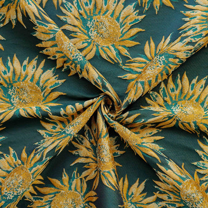 3D Embossed Sunflower Jacquard Fabric ��� Textured Woven Upholstery & Decorative Materi"Wide