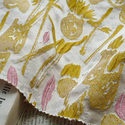Hand-Drawn Tulips Jacquard Fabric: 3D Embossed Floral, 63" Wide